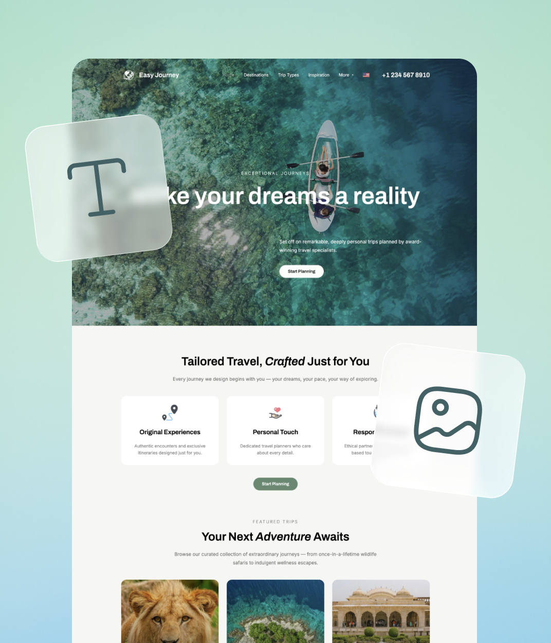 Simple website interface