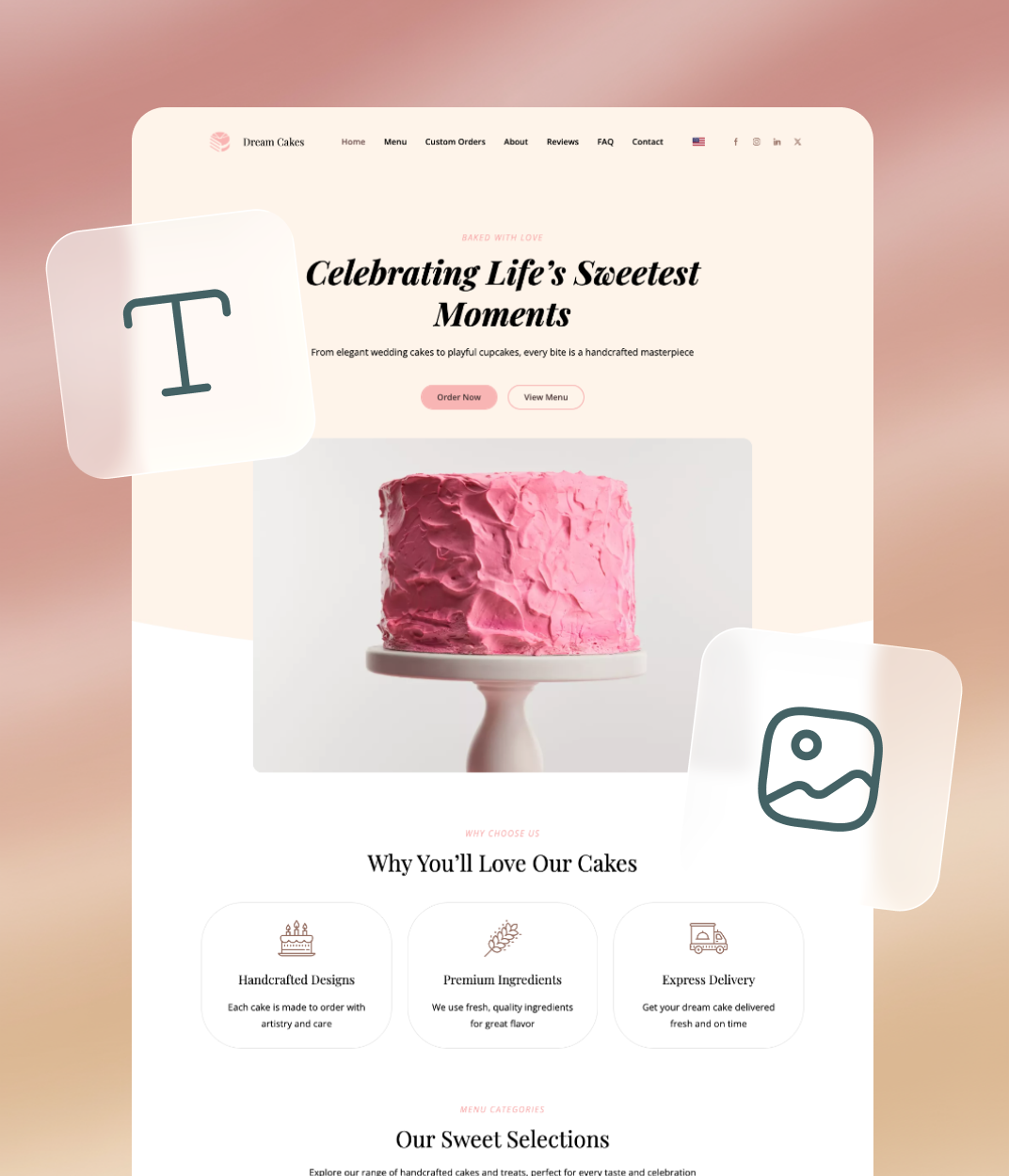 No code website builder site settings